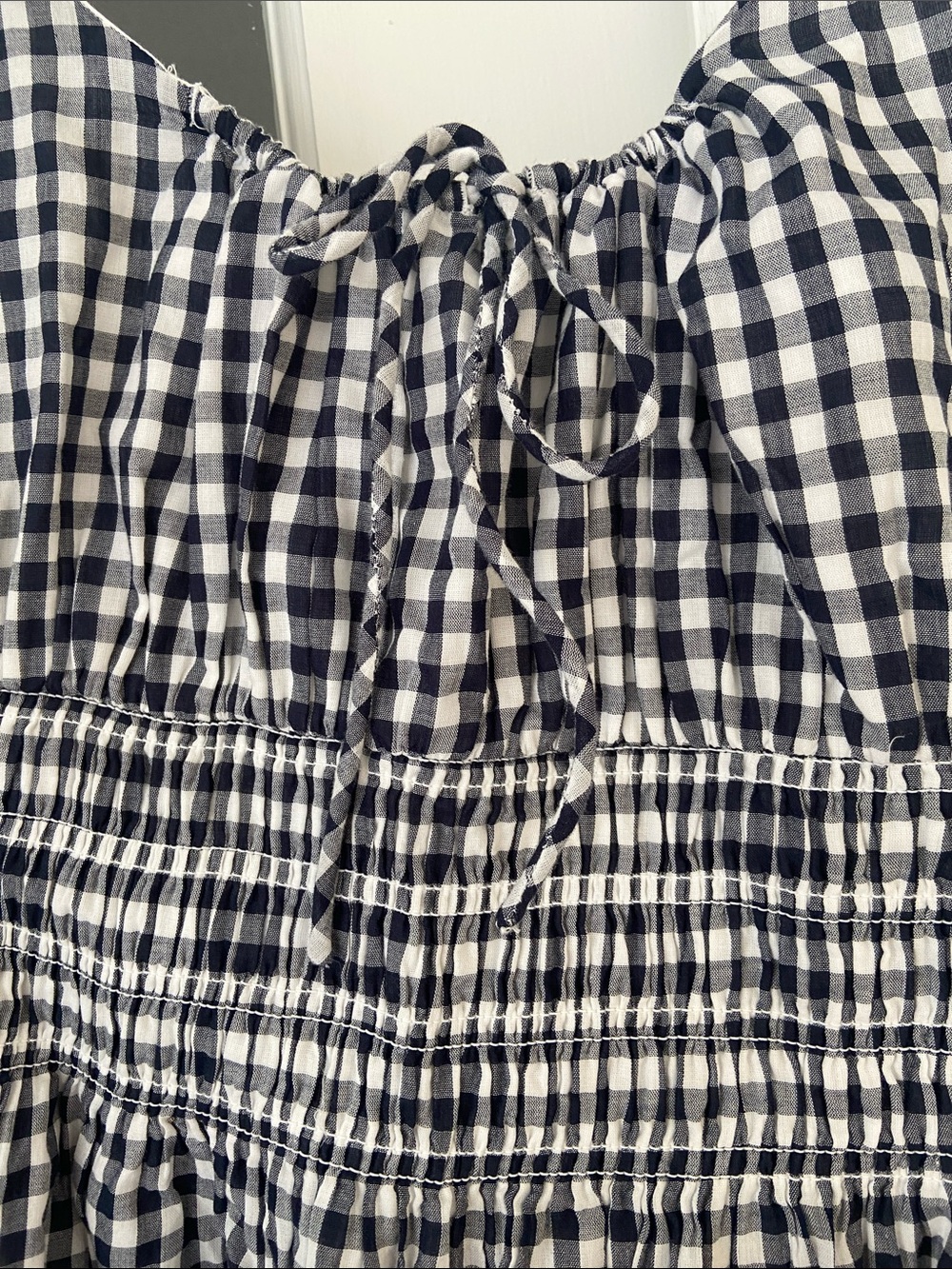 Abercrombie & Fitch Navy and White Gingham Tie-Front Dress - Picture 7 of 8